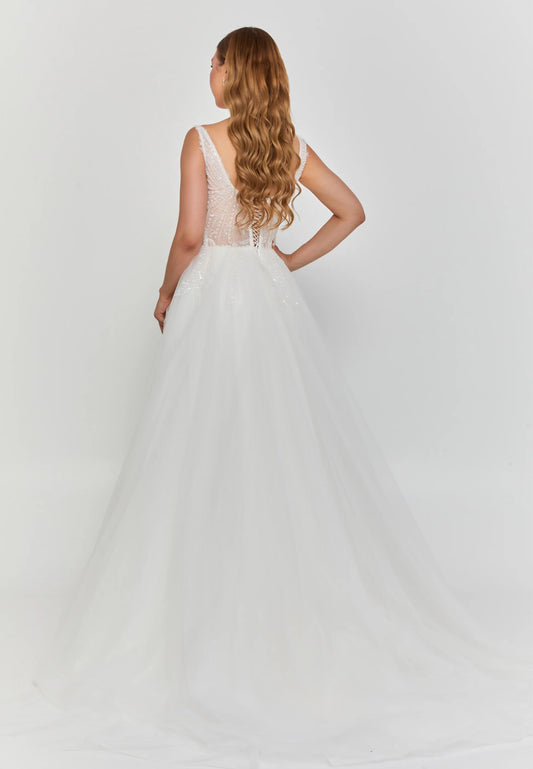 Sleeveless Maxi Tulle Regular Wedding Dress Unit Price: $275