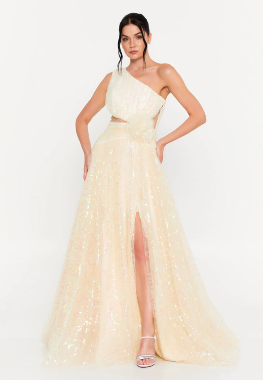 One Shoulder Maxi Tulle A - Line Regular Prom Dress Unit Price: $110