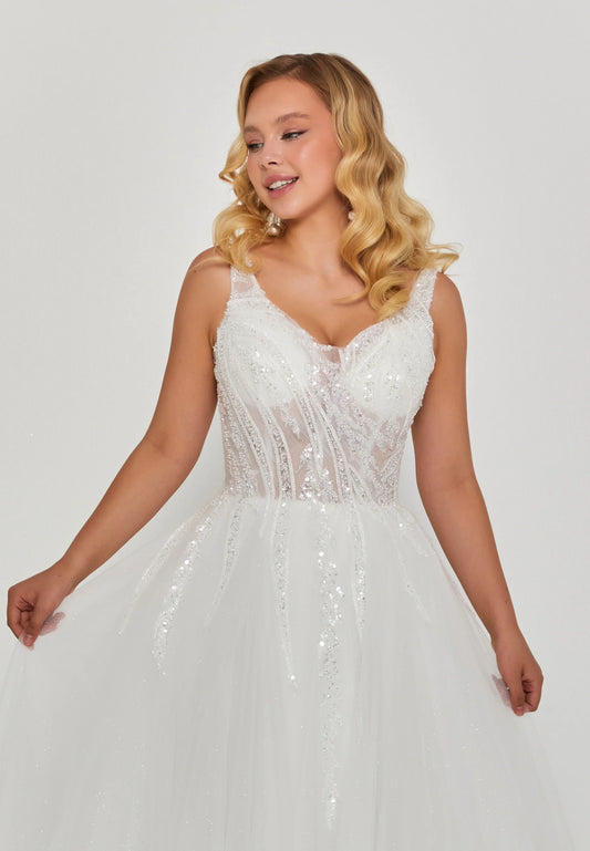 Sleeveless Maxi Tulle Regular Wedding DressUnit Price: $360