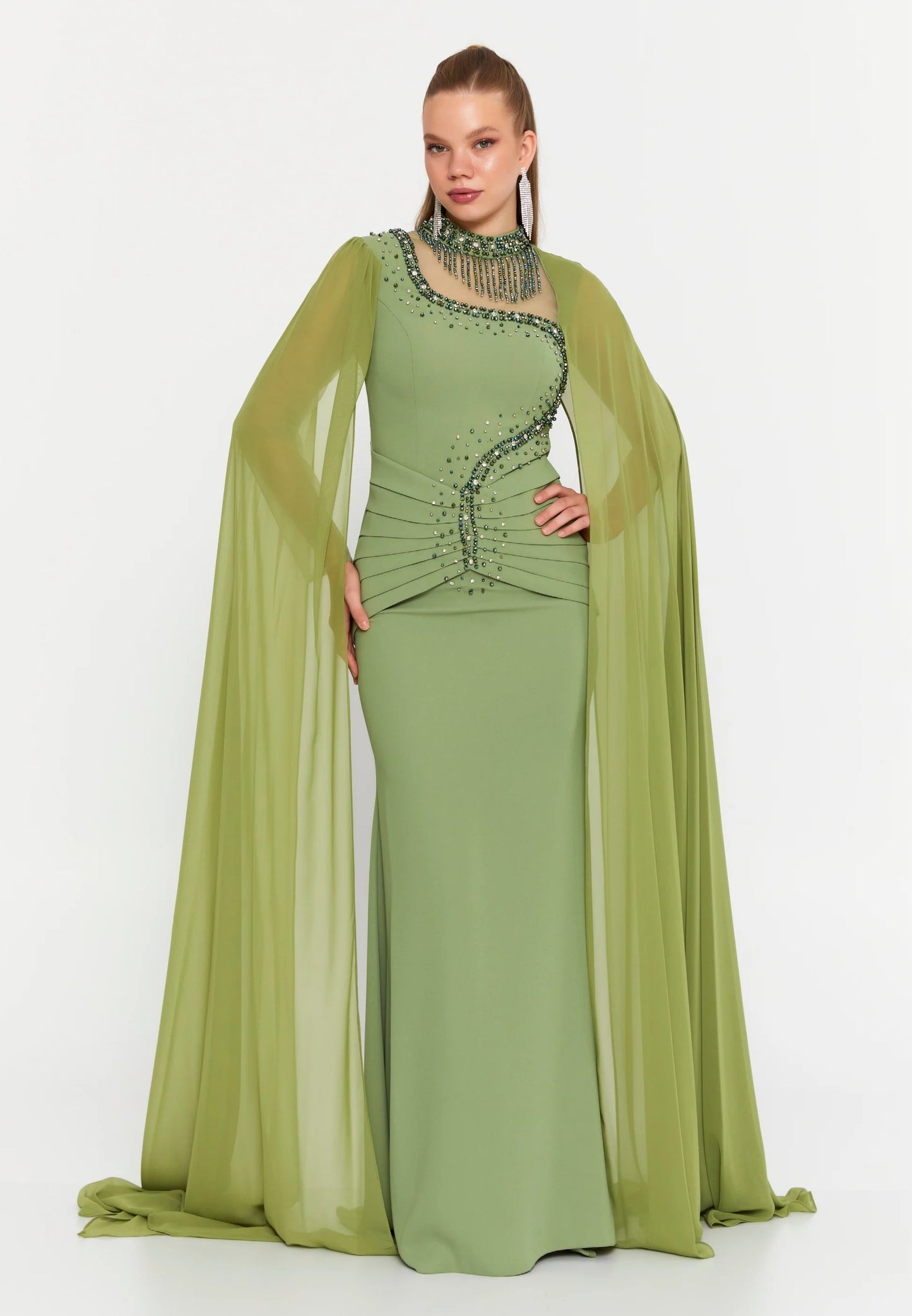 Long Sleeve Maxi Viscose Mermaid Regular Wedding Guest Dress Unit Price: $145