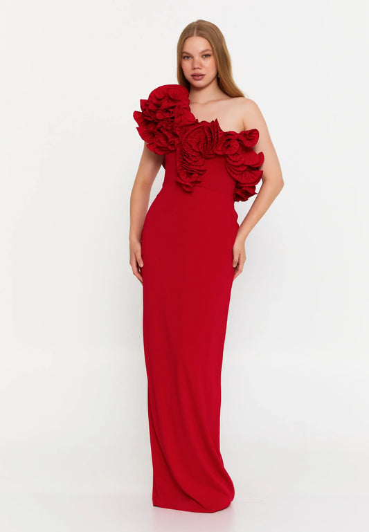 One Shoulder Maxi Viscose Column Regular Wedding Guest Dress Unit Price: $56