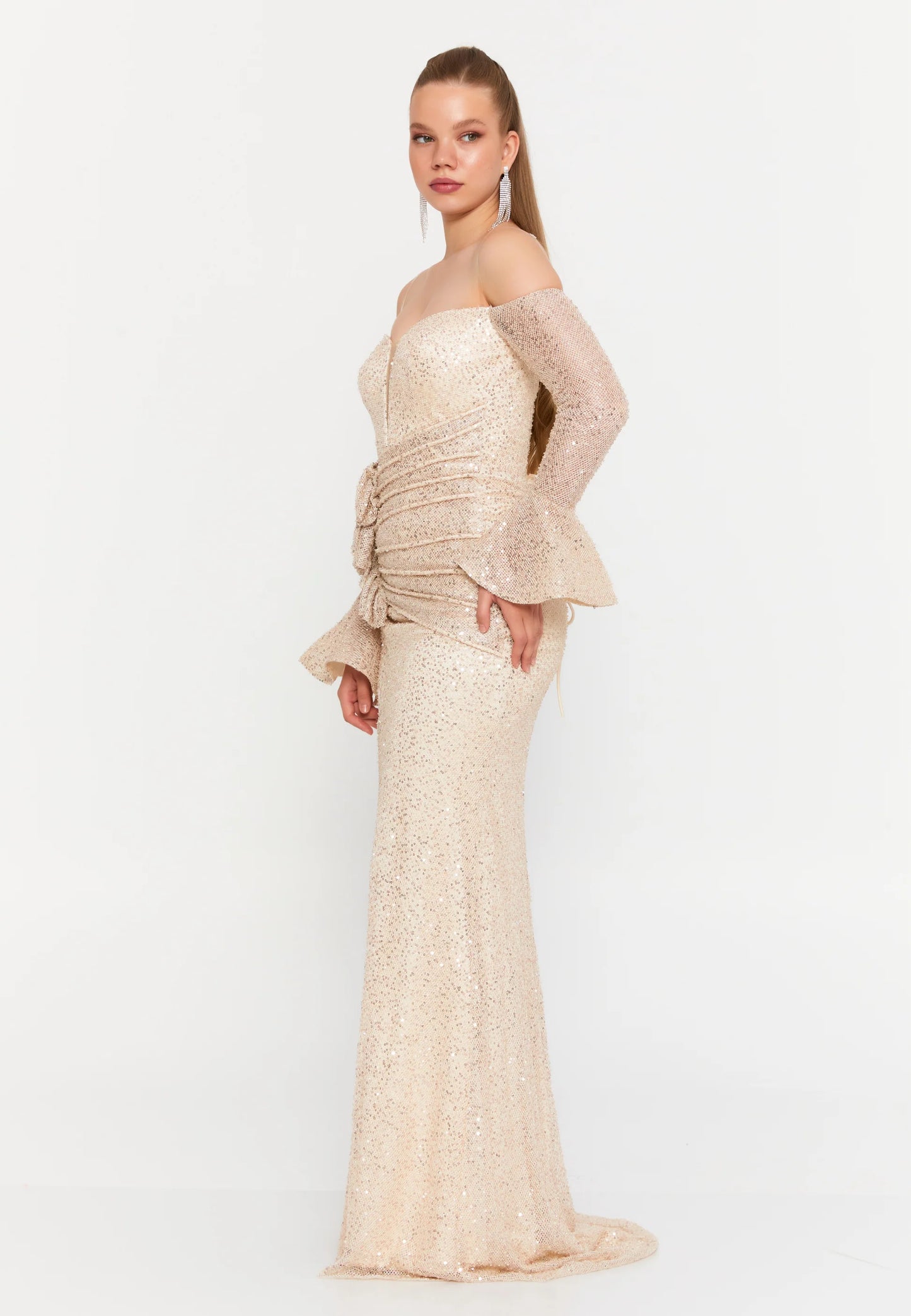 Off Shoulder Maxi Tulle Mermaid Regular Wedding Guest Dress Unit Price: $125