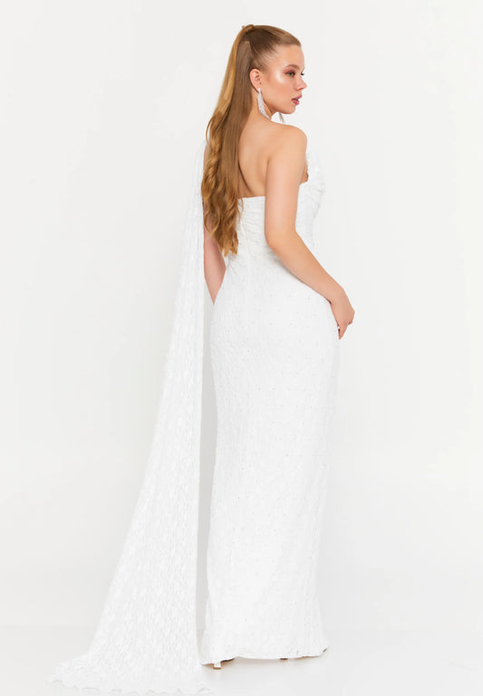 One Shoulder Maxi Lace Column Regular Wedding Guest Dress Unit Price: $100