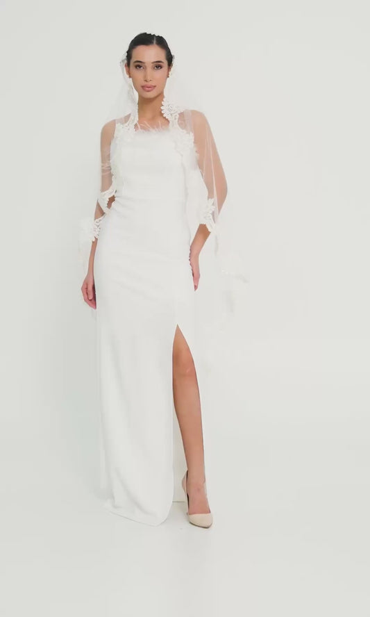 Lace Single Tier Tulle Veil smad151-02 (1,8 no4 Unit Price: $25