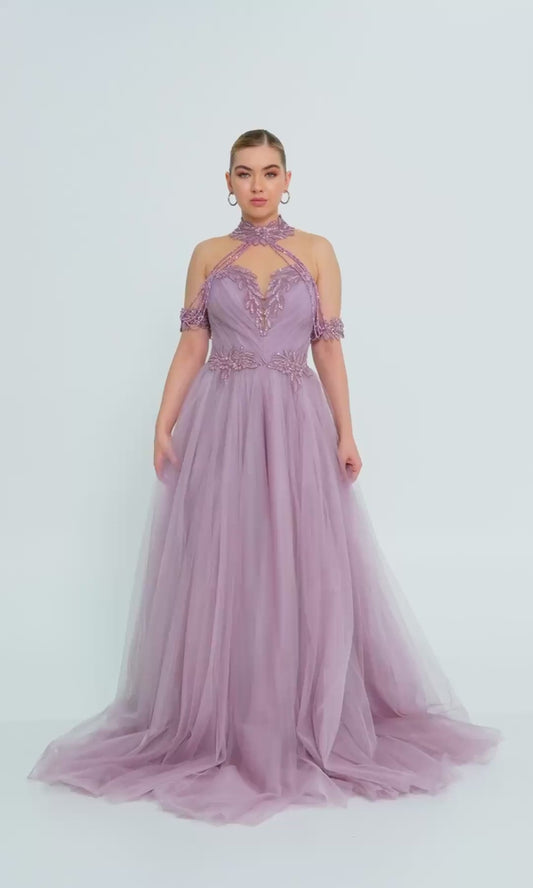 Sleeveless Maxi Tulle A - Line Regular Prom Dress Unit Price: $115